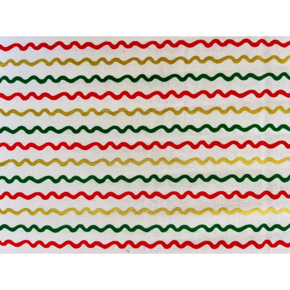Ribbon Stripe-Cream Metallic Fabric-Holiday Classics-Rifle Paper Co-Cotton+ Steel