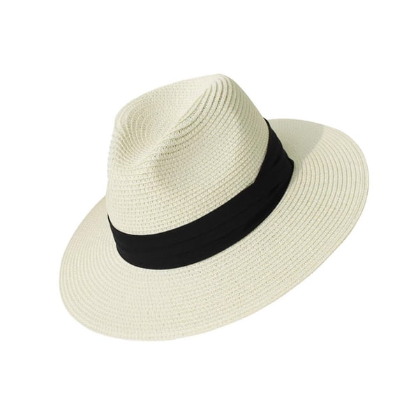 Ribbon Sunproof Straw Hat for Adult Sun Protective Hat Travel Vacation Hat Photography Panama Hat for Beach Wear