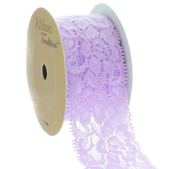 1.5" Stretch Elastic Lace Trim Light Lavender 5 Yard