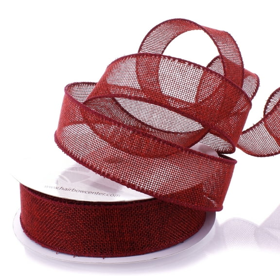 Ribbon Traditions 1.5" Wired Burlap Ribbon Crimson Burgundy 25 Yards
