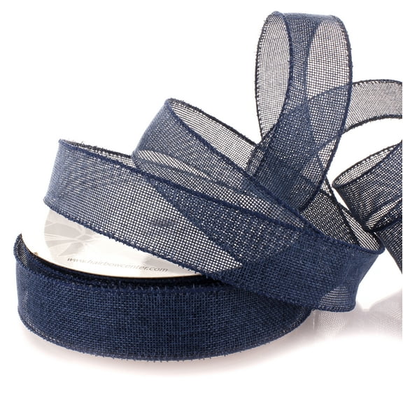 Ribbon Traditions 1.5" Wired Burlap Ribbon Denim Blue 10 Yards