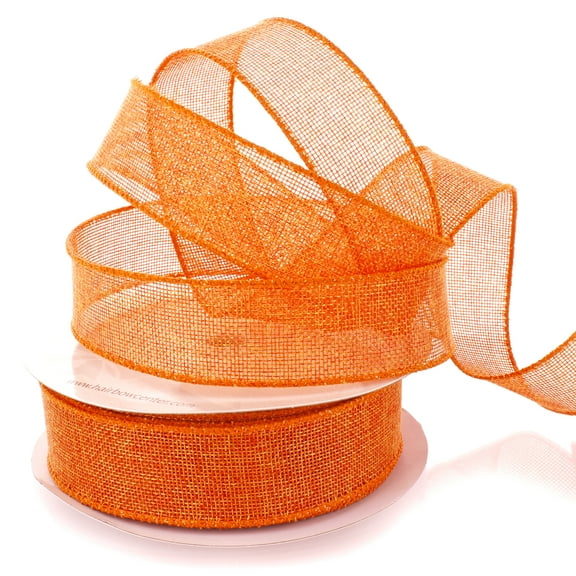 Ribbon Traditions 1.5" Wired Burlap Ribbon Fall Orange 25 Yards