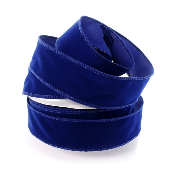 Ribbon Traditions 1.5" Wired Suede Velvet Ribbon Cobalt Royal Blue 25yd