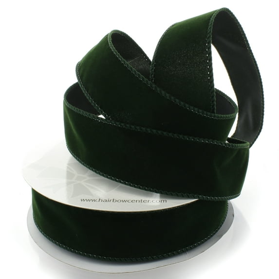 Ribbon Traditions 1.5" Wired Suede Velvet Ribbon Hunter Green 25yd