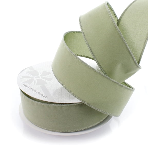 Ribbon Traditions 1.5" Wired Suede Velvet Ribbon Light Sage Green 10yd