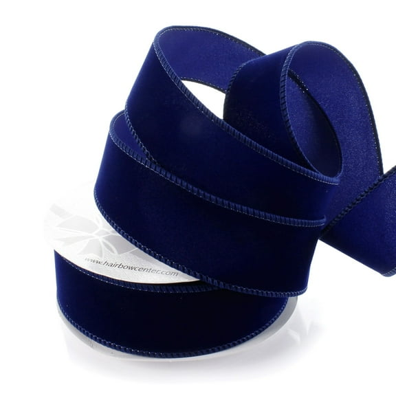 Ribbon Traditions 1.5" Wired Suede Velvet Ribbon Navy Blue 25yd