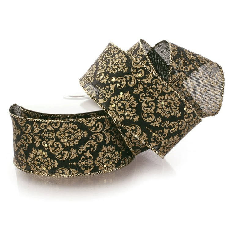 Jampaper Black With Gold 15 Yards Ribbon - Elegant Craft Material