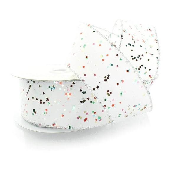 Ribbon Traditions 2 1/2" Wired Spangle Ribbon Bright Rainbow - 10 Yards