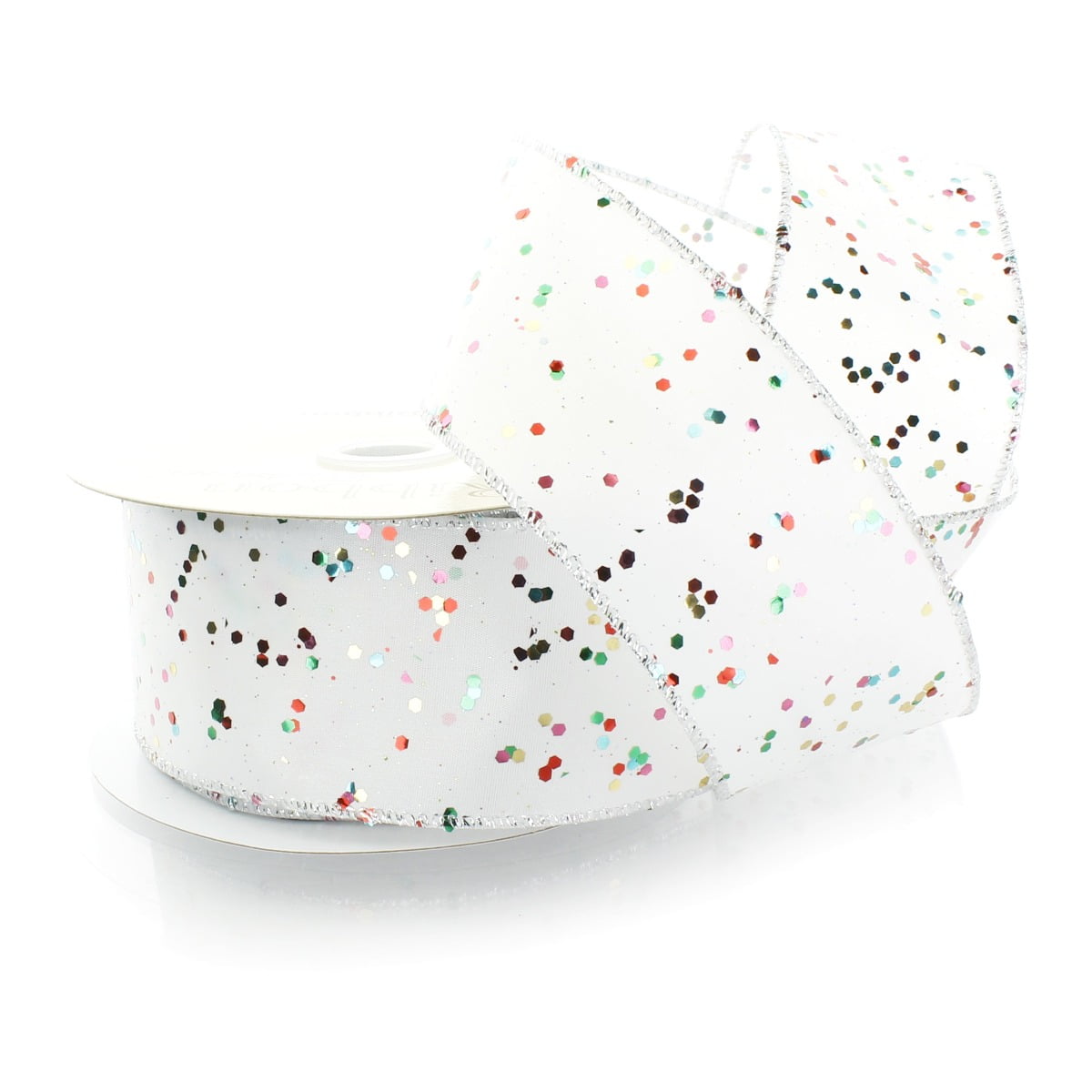 Ribbon Traditions 2 1/2" Wired Spangle Ribbon Bright Rainbow - 25 Yards