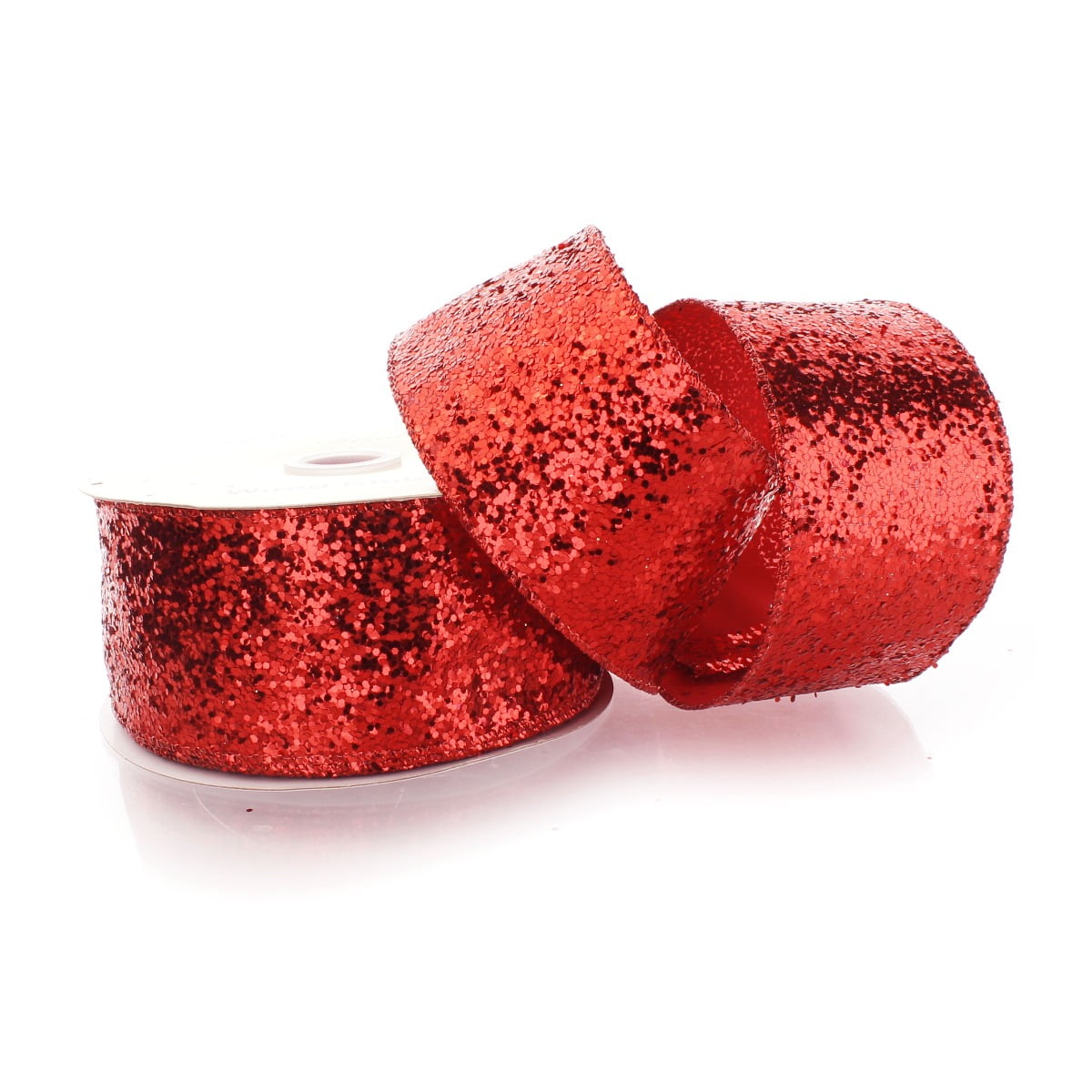 Ribbon Traditions 2 1/2" Wired Spangle Ribbon Red - 25 Yards