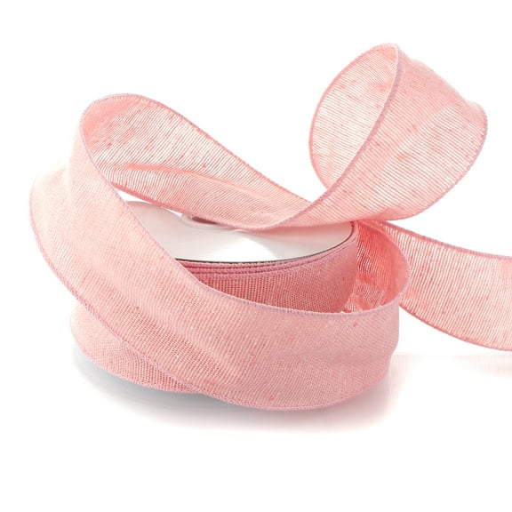 2.5" Wired Natural Cotton Burlap Ribbon Pink Blush 10 Yards