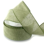 2.5" Wired Natural Cotton Burlap Ribbon Sage Green 10 Yards