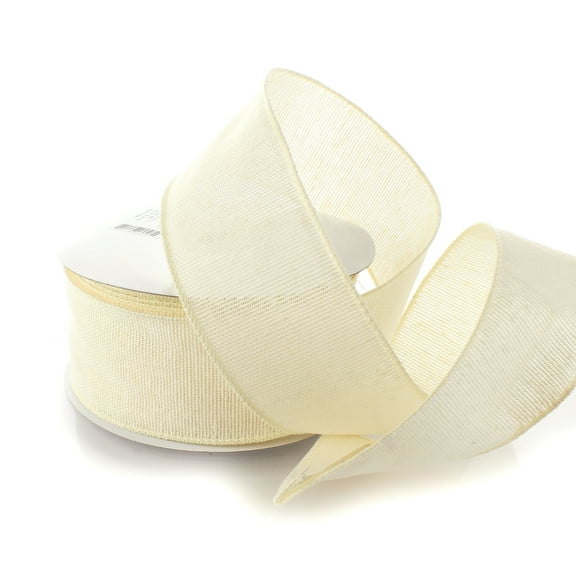 2.5" Wired Natural Cotton Burlap Ribbon Cream 10 Yards