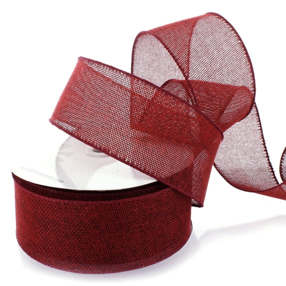 Ribbon Traditions 2.5" Wired Burlap Ribbon Crimson Burgundy 25 Yards
