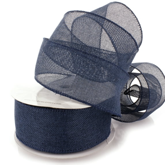 Ribbon Traditions 2.5" Wired Burlap Ribbon Denim Blue 10 Yards