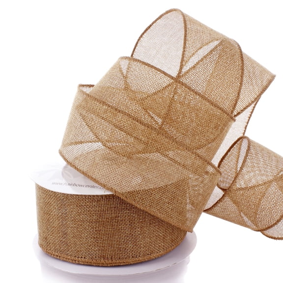 Ribbon Traditions 2.5" Wired Burlap Ribbon Golden Flax 25 Yards