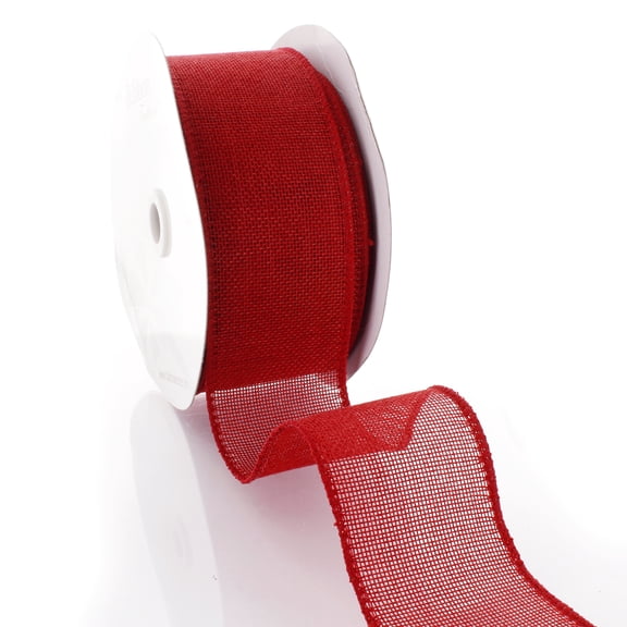 Ribbon Traditions 2.5" Wired Burlap Ribbon Red 25 Yards