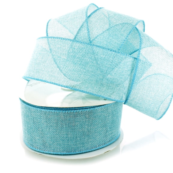 Ribbon Traditions 2.5" Wired Burlap Ribbon Seaside Blue 10 Yards