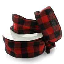 Ribbon Traditions 2.5" Wired Red/Black Flannel Plaid Ribbon - 25 Yards