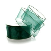 Ribbon Traditions 2.5" Wired Sheer Organza Ribbon Hunter Green 50 Yards