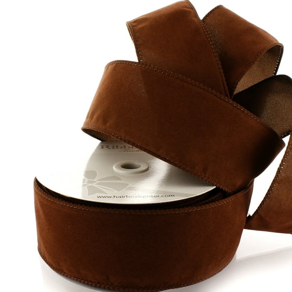 Ribbon Traditions 2.5" Wired Suede Velvet Ribbon Camel - 10 Yards