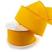 Ribbon Traditions 2.5" Wired Suede Velvet Ribbon Yellow Gold - 10 Yards