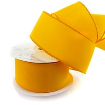Ribbon Traditions 2.5" Wired Suede Velvet Ribbon Yellow Gold - 10 Yards