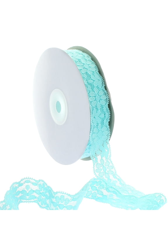 7/8" Stretch Elastic Lace Trim Aqua 100 Yard