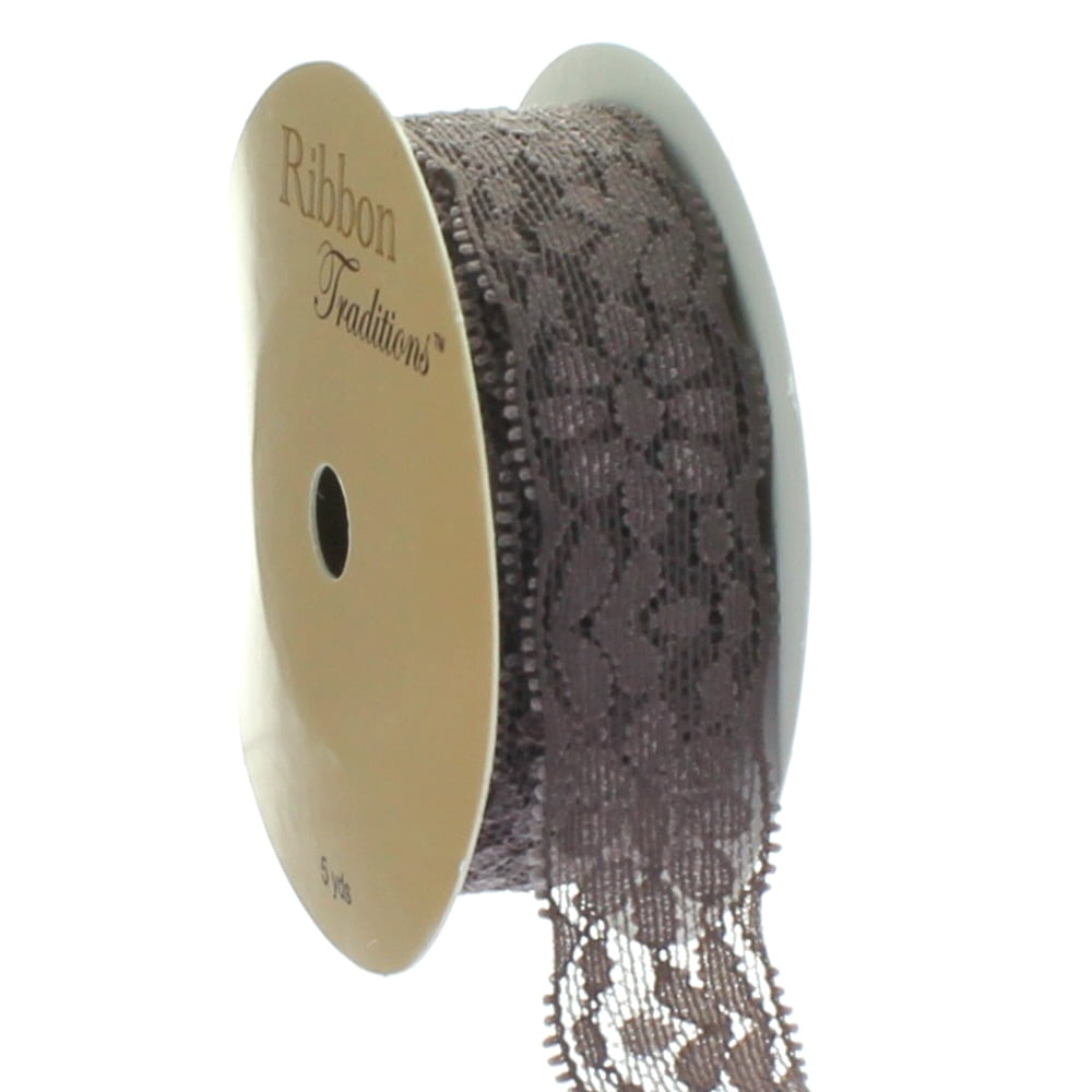 7/8" Stretch Elastic Lace Trim Cocoa 5 Yard