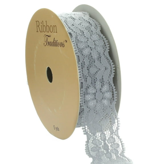 7/8" Stretch Elastic Lace Trim Gray 5 Yard