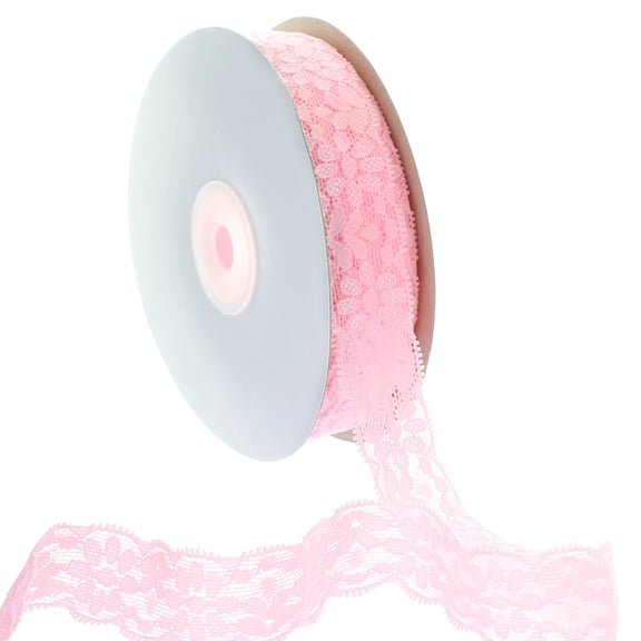Ribbon Traditions 7/8" Stretch Elastic Lace Trim Light Pink 100 Yards