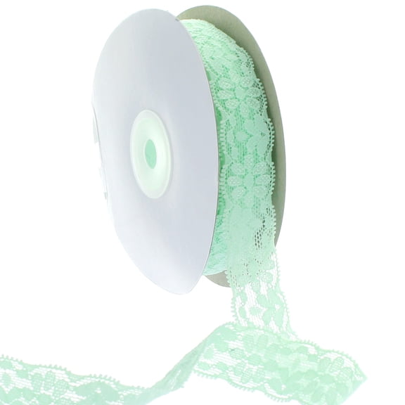 Ribbon Traditions 7/8" Stretch Elastic Lace Trim Pastel Green 100 Yards