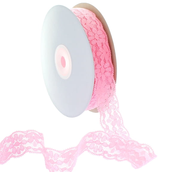 7/8" Stretch Elastic Lace Trim Pink 25 Yard