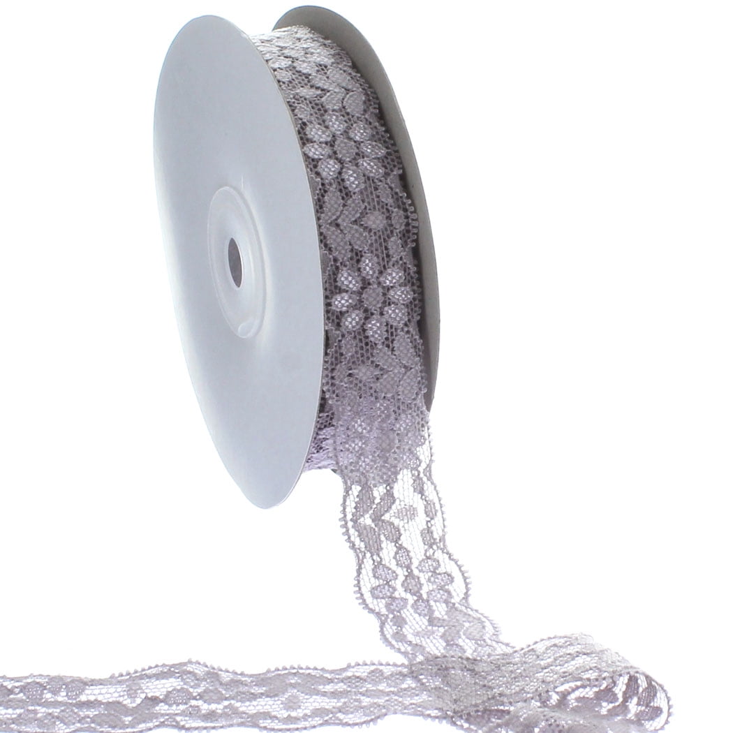 Ribbon Traditions 7/8" Stretch Elastic Lace Trim Silver 25 Yards