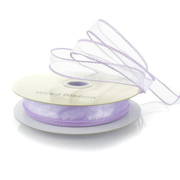 Ribbon Traditions 7/8" Wired Sheer Organza Ribbon Light Lavender 50 Yards