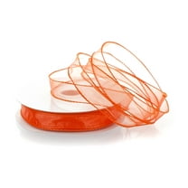 Ribbon Traditions 7/8" Wired Sheer Organza Ribbon Orange 50 Yards
