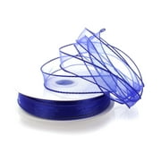 Ribbon Traditions 7/8" Wired Sheer Organza Ribbon Royal Blue 10 Yards