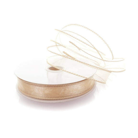 Ribbon Traditions 7/8" Wired Sheer Organza Ribbon Vanilla Bean 10 Yards