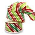 thumbnail image 1 of Ribbon Traditions Christmas Red / Green / White Diagonal Stripes Wired Ribbon 2 1/2" by 25 Yards, 1 of 3