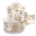 thumbnail image 1 of Ribbon Traditions Glitter Snowflakes Satin Wired Ribbon 2 1/2 Inch By 10 Yards - Light Gold, 1 of 3