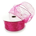 thumbnail image 1 of Ribbon Traditions Horizontal Glitter / Sequin Stripes Sheer Wired Ribbon 2 1/2 Inch by 25 Yards - Hot Pink, 1 of 5