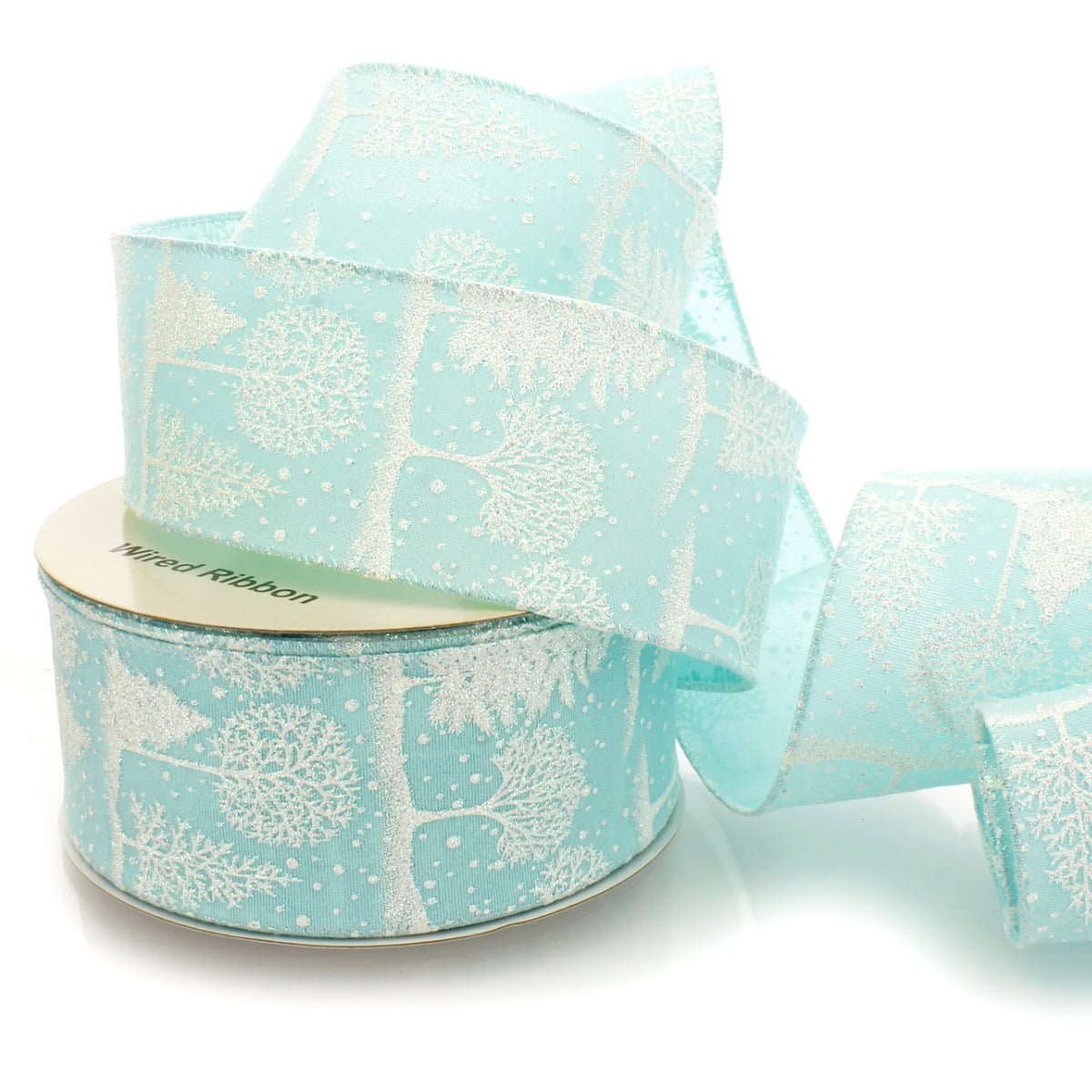 Ribbon Traditions Light Blue Snowy Winterscape Wired Ribbon 2 1/2" by 25 Yards