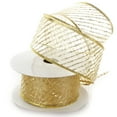 thumbnail image 1 of Ribbon Traditions Metallic Banded Edge Sheer Diagonal Wired Ribbon 2 1/2" by 10 Yards - Gold, 1 of 4