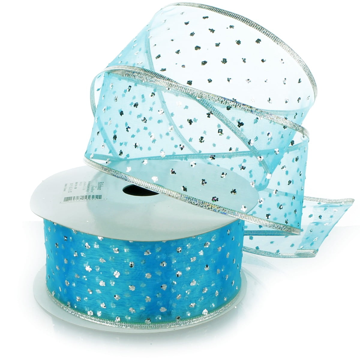 Ribbon Traditions Metallic Banded Edge Sheer Glitter Dots Wired Ribbon ...