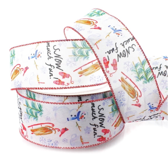 Ribbon Traditions Winter Snow Much Fun Wired Ribbon 2 1/2" by 10 Yards