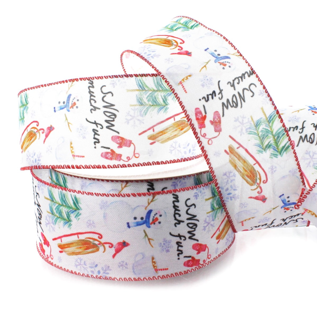 Ribbon Traditions Winter Snow Much Fun Wired Ribbon 2 1/2