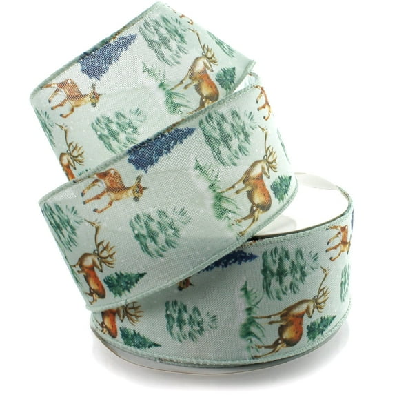 Ribbon Traditions Winter Woods - Deer Wired Ribbon 2 1/2" by 10 Yards