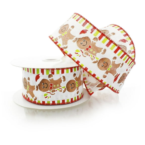 Ribbon Traditions Wired Ribbon Christmas Gingerbread Man 2 1/2" by 10 Yards