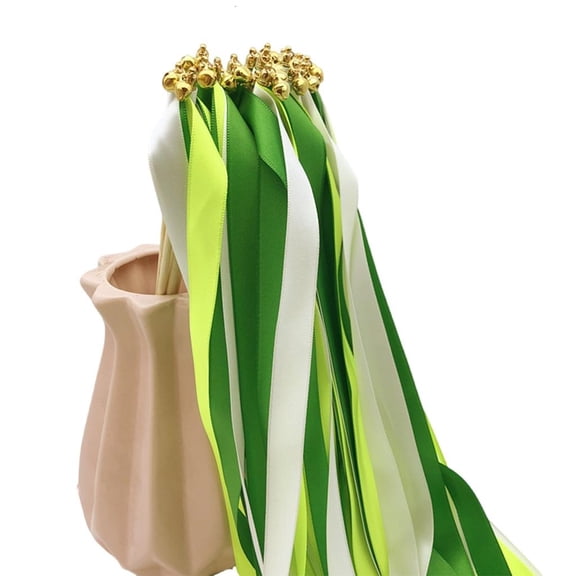 Ribbon Wand Stick with Bells For Wedding Parties Decoration Twirling Streamers