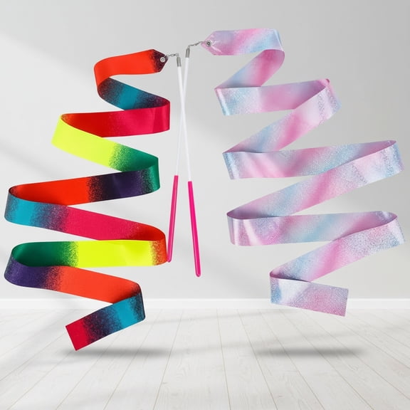 Ribbon Wands, 12pcs Rainbow Gymnastics Ribbons, Twirling Dance Sticks for Artistic Dancing, Talent Shows & Birthday Party Props